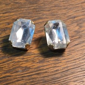 Rectangular "diamond" earring pair - Vintage '80s Sparkle jewelry